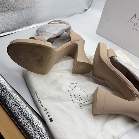 AGL Janis Ankle Strap Platform Sandal in Ghibli Cream - Picture 8 of 12